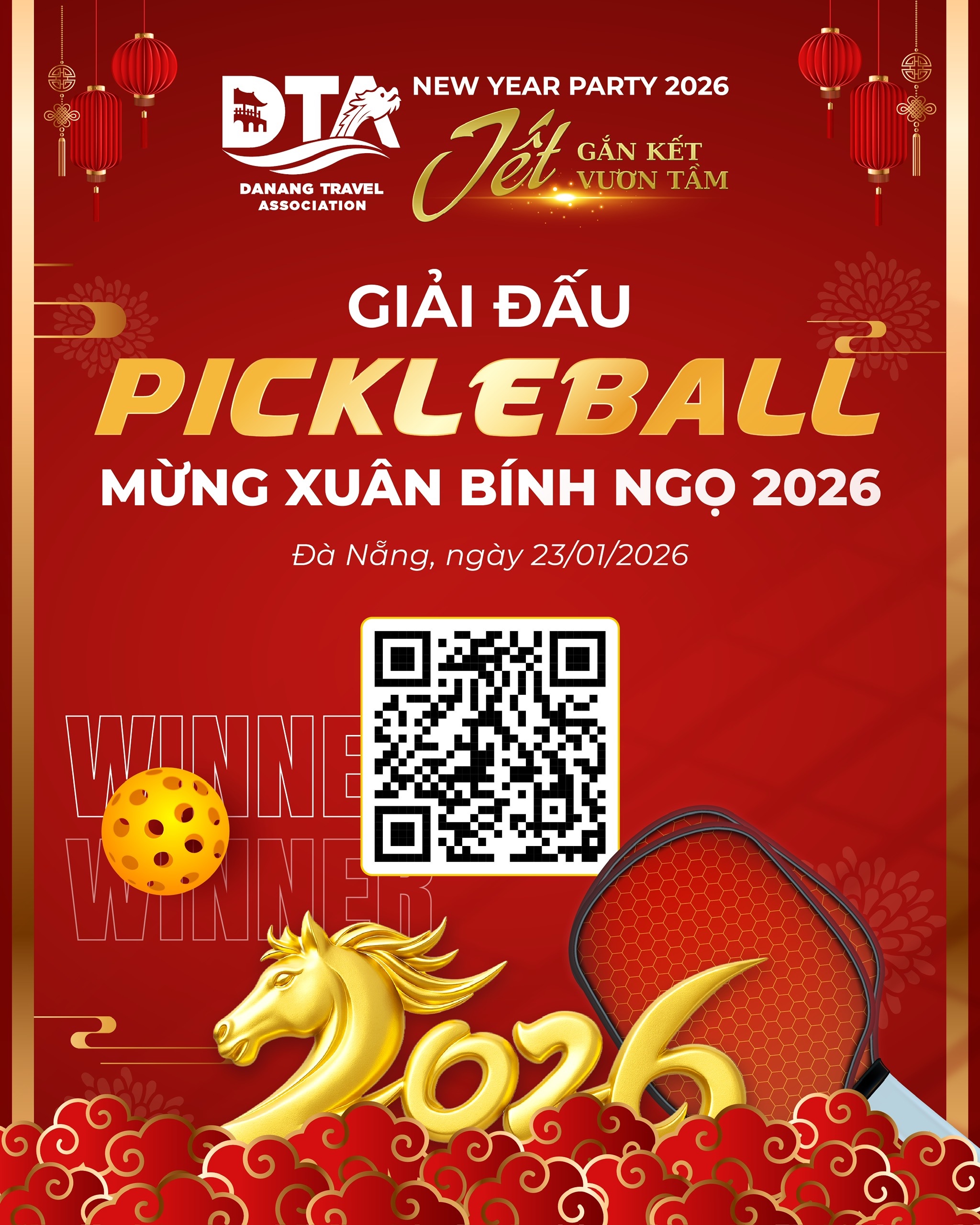 Giải đấu Pickleball ngành du lịch New Year Party 2026 Chi Hội Lữ Hành Đà Nẵng – Tết Gắn Kết, Vươn Tầm Ngành Du Lịch Miền Trung